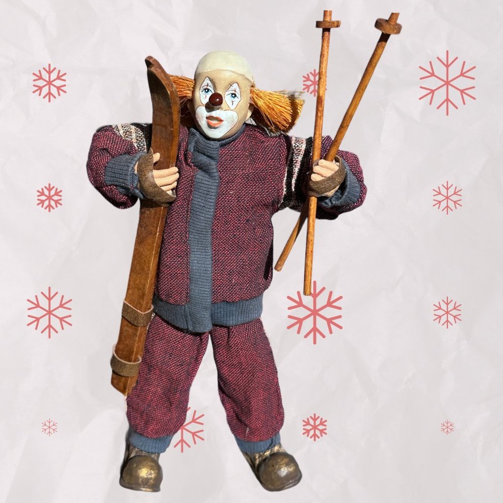 VINTAGE HANDMADE "MR. CLOWN THE SKIER" (EUC)